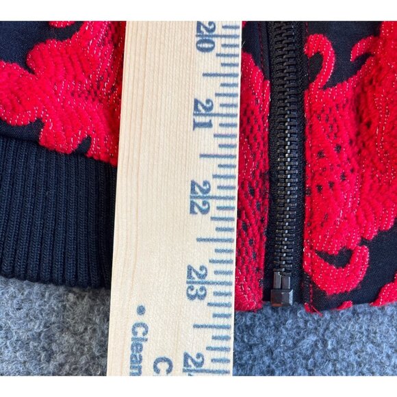 Parker Red & Black Floral Embroidered Zip-Up Jacket Womens Size M MSRP $352 - Picture 4 of 9